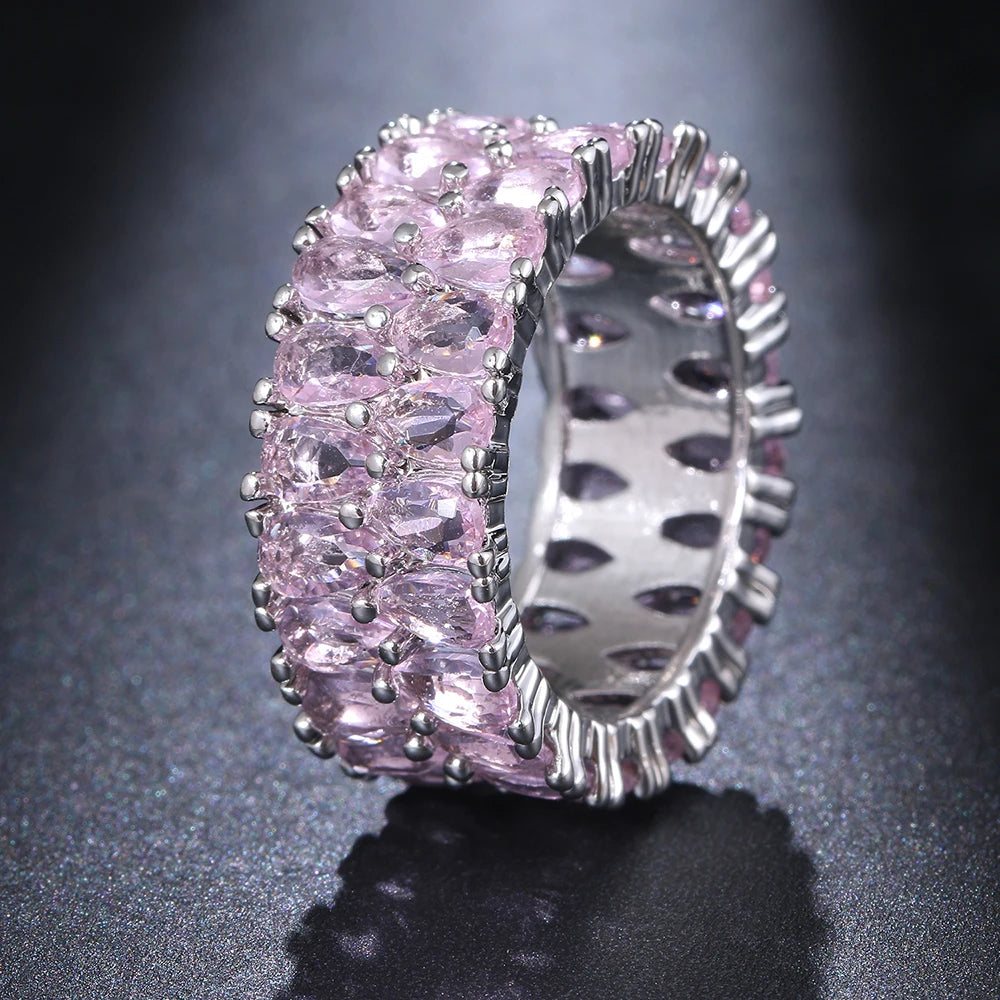 Emmaya Hot Sale Shiny Zirconia Ring With Three Colors Choice For Women&Girls Charming Dress-Up Noble Jewelry