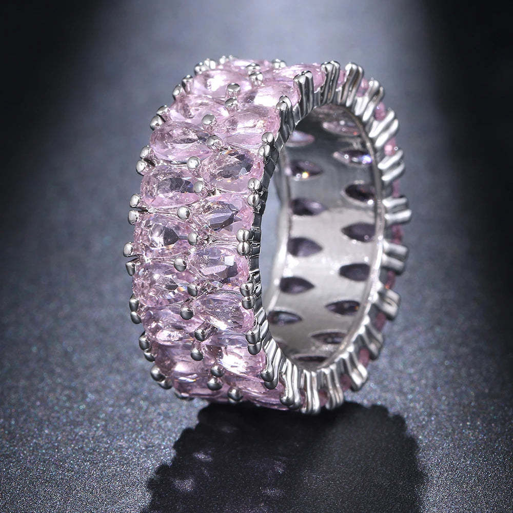 Emmaya Hot Sale Shiny Zirconia Ring With Three Colors Choice For Women&Girls Charming Dress-Up Noble Jewelry-Mix MIx Style