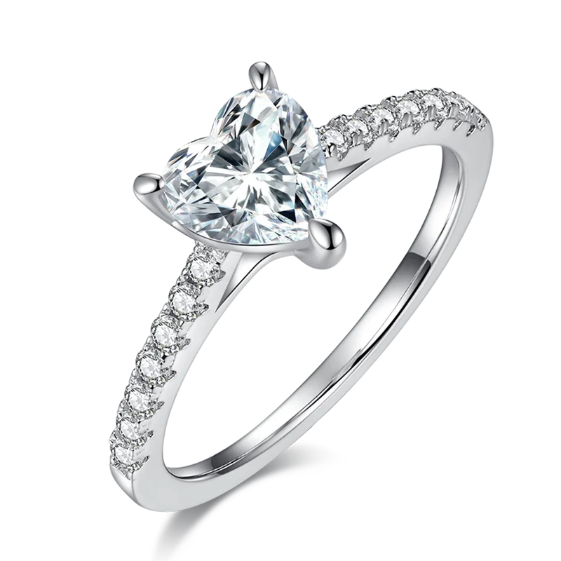 Heart Brilliant Cut Diamond 1CT Moissanite Band 18k White Gold Ring | Mix Mix Style [Hot Seller]-Mix MIx Style