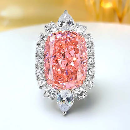 Pink Luxury Radiant Cut Moissanite Diamonds 18k White Gold Versatile Engagement Ring | Mix Mix Style-Mix MIx Style