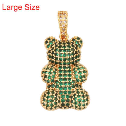Luxury Fine Inlaid Rainbow Cubic Zironia Charm Pendant,Cute Bear Jewelry Necklace Bracelet Making Wholesale Supplies M85