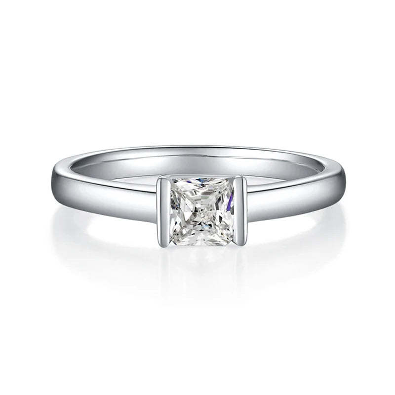 Diamond 0.5CT Moissanite Asscher Cut 18k White Gold Plated Ring | Mix Mix Style [Hot Seller]-Mix MIx Style