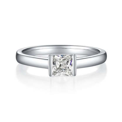 Diamond 0.5CT Moissanite Asscher Cut 18k White Gold Plated Ring | Mix Mix Style [Hot Seller]-Mix MIx Style