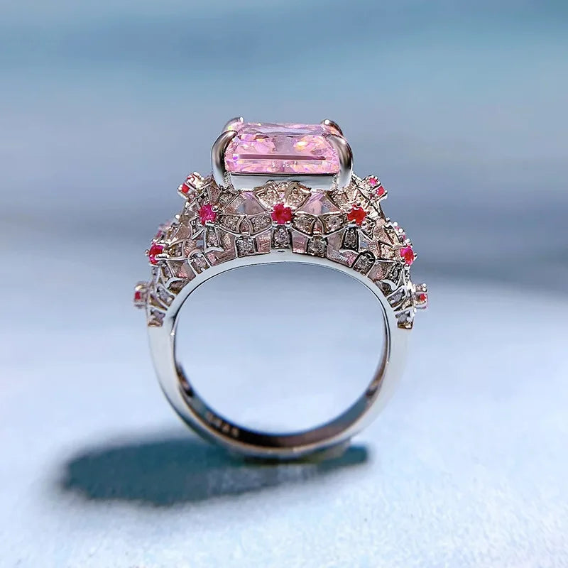Pink Moissanite Pink Diamond  Ring Wedding Rings Bridal Engagement Jewelry Mix Mix Style [Hot Seller]-Mix MIx Style