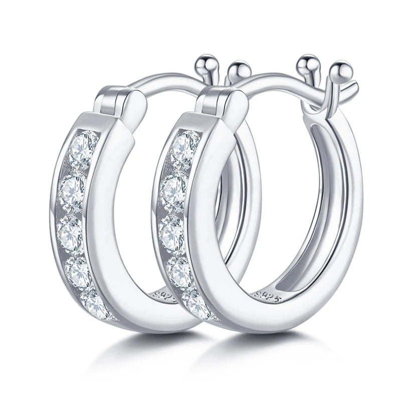 SGARIT Fashion Jewelry 925 Sterling Silver 0.45CT VVS1D Moissanite Earrrings Elegant Women Diamonmd Hoop Earrings-Mix MIx Style