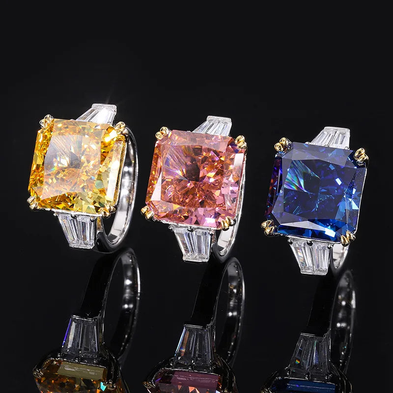 Pink Solitarie Cushion Cut Moissanite Diamonds 18k White Gold Luxury Engagement Ring-Mix MIx Style
