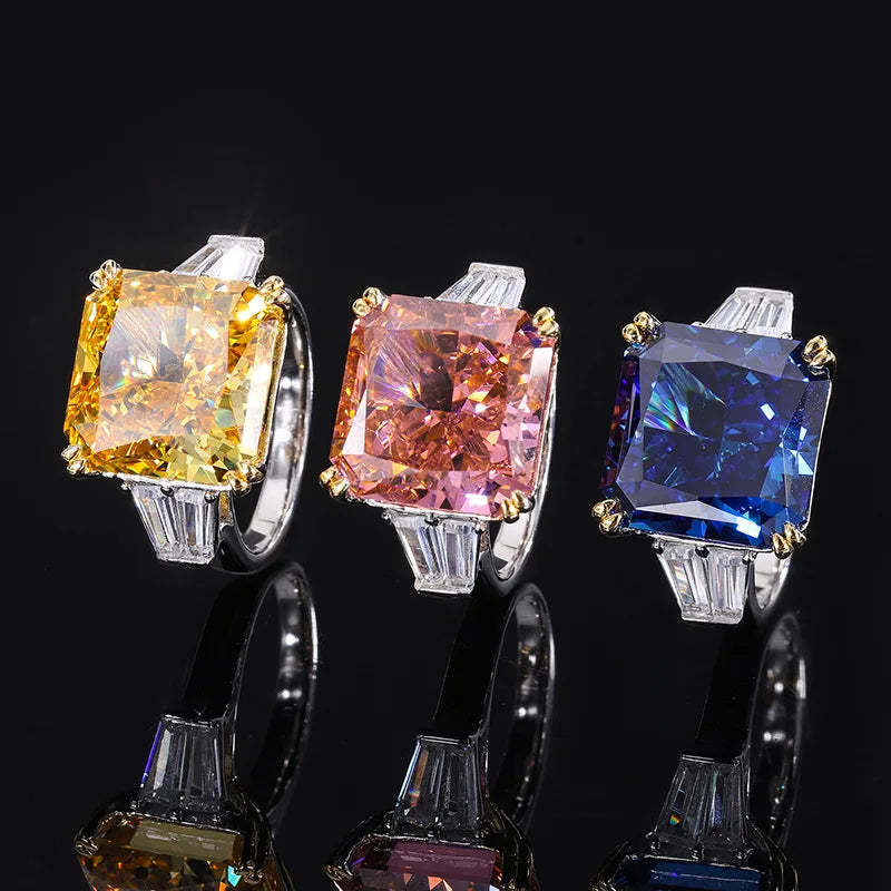 Pink Solitarie Cushion Cut Moissanite Diamonds 18k White Gold Luxury Engagement Ring-Mix MIx Style