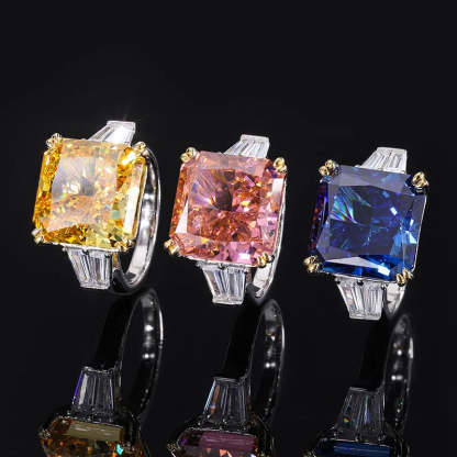 Pink Solitarie Cushion Cut Moissanite Diamonds 18k White Gold Luxury Engagement Ring-Mix MIx Style