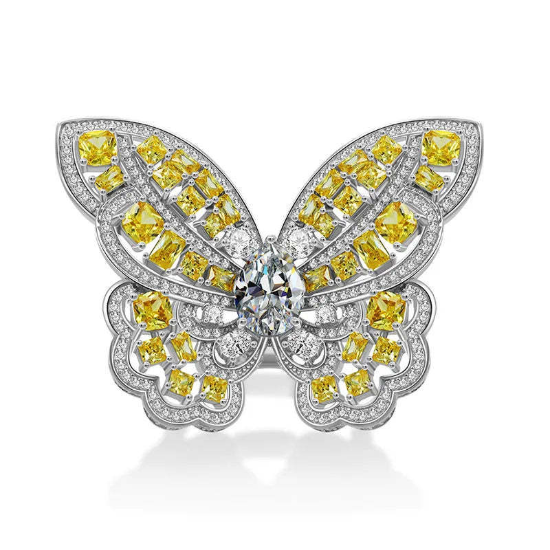 Butterfly Moissanite Diamond yellow diamond Ring Mix Mix Style [Hot Seller]-Mix MIx Style