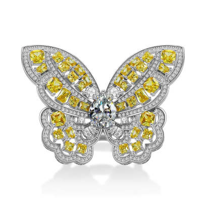 Butterfly Moissanite Diamond yellow diamond Ring Mix Mix Style [Hot Seller]-Mix MIx Style