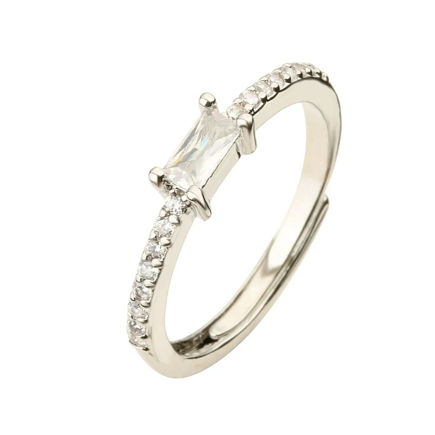 Green - Pink - Black Trendy Delicate Radiant Moissanite Diamond 18k Vermeil Gold Plated Adjustable Ring | Mix Mix Style