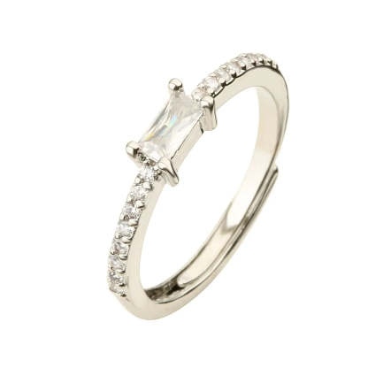 Green - Pink - Black Trendy Delicate Radiant Moissanite Diamond 18k Vermeil Gold Plated Adjustable Ring | Mix Mix Style