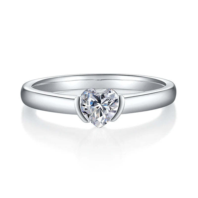 Diamond 0.5CT Moissanite Heart Cut 18k White Gold Plated Ring | Mix Mix Style [Hot Seller]-Mix MIx Style