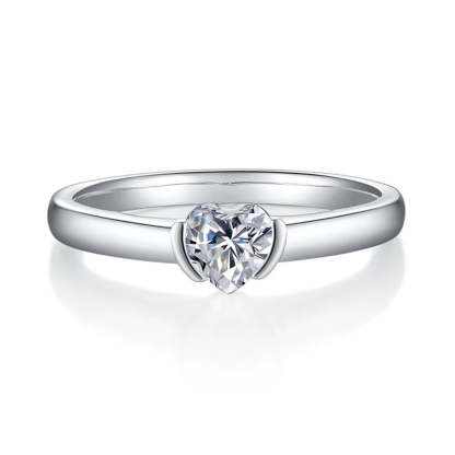 Diamond 0.5CT Moissanite Heart Cut 18k White Gold Plated Ring | Mix Mix Style [Hot Seller]-Mix MIx Style