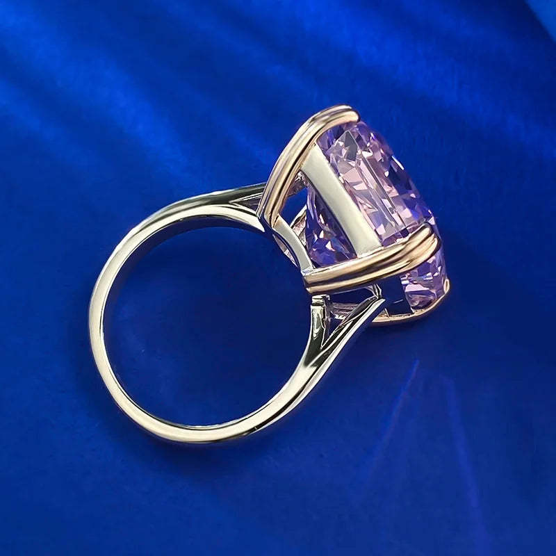 Solitaire Purple Dazzling Radiant Cut Lab Drown Diamond 8ct 18k White Gold Plated Luxurious Engagement Ring | Mix Mix Style