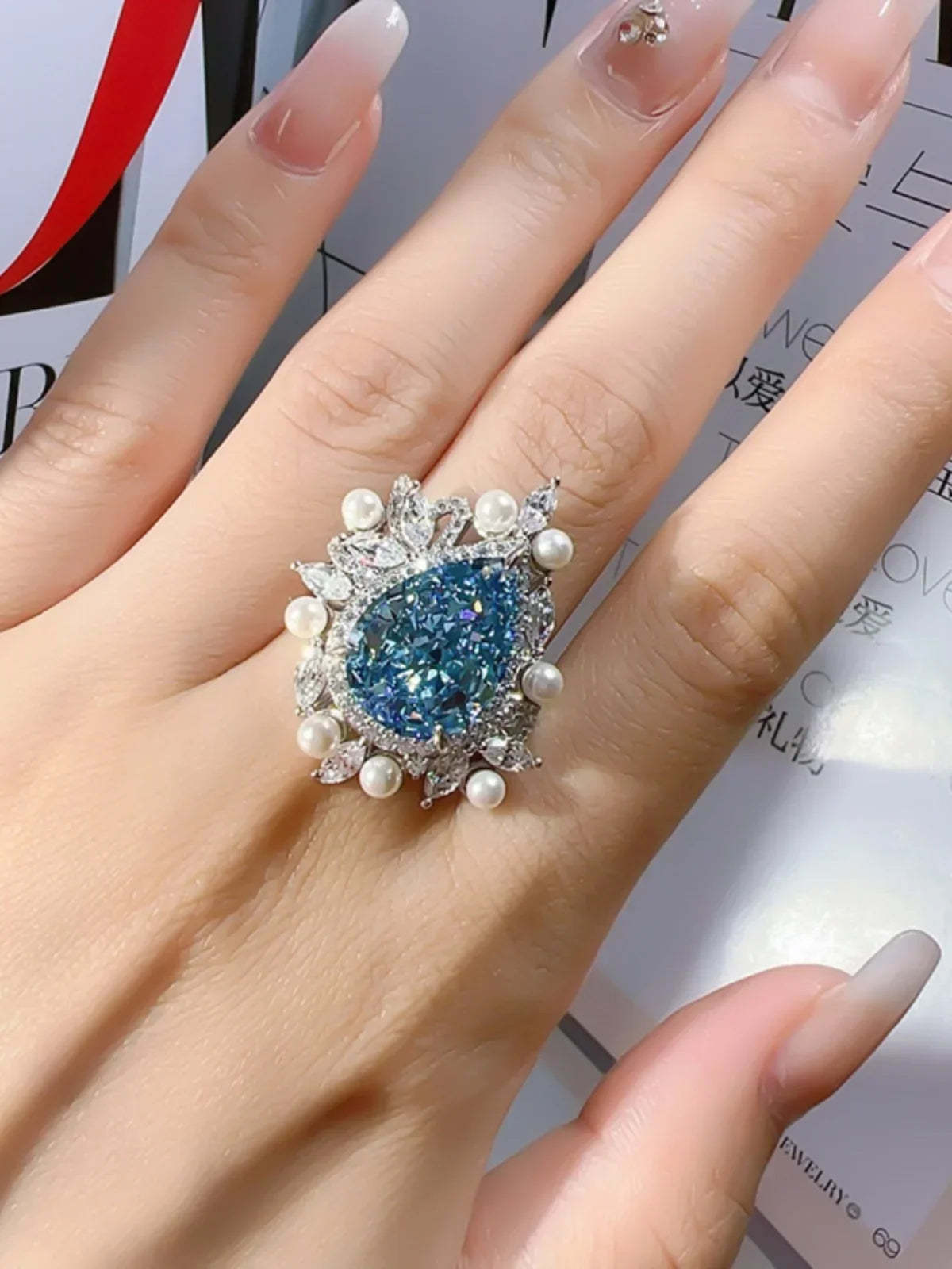 Moissanite Pink And Blue Diamond Ring  Wedding Ring  Mix Mix Style [Hot Seller]-Mix MIx Style
