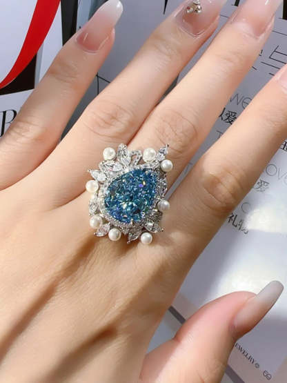 Moissanite Pink And Blue Diamond Ring  Wedding Ring  Mix Mix Style [Hot Seller]-Mix MIx Style