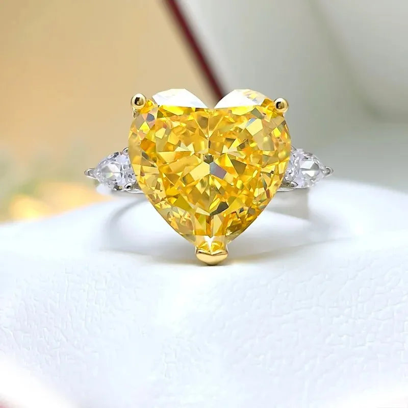 Green Love Solitarie Heart Cut Moissanite Diamond 18k White Gold Plated Engagement Ring-Mix MIx Style