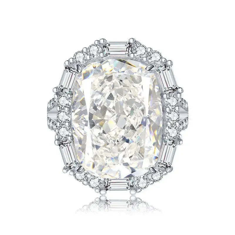 White Luxury Radiant Cut Moissanite Diamond 18k White Gold Wedding Engagement Ring-Mix MIx Style