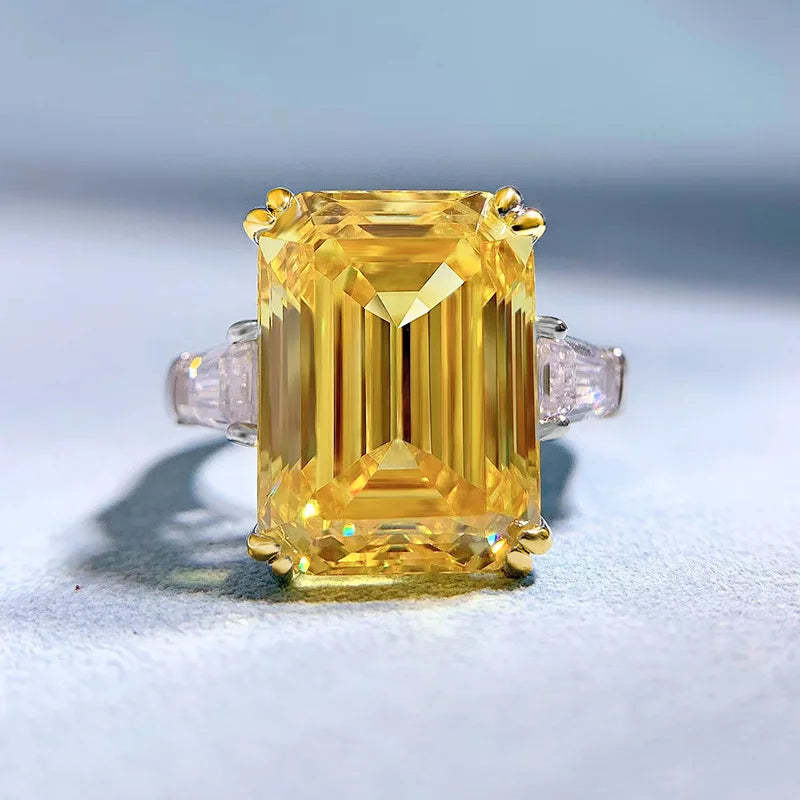 White Emerald Cut Moissanite Diamonds 8ct 18k White Gold Luxury Wedding Engagement Ring | Mix Mix Style-Mix MIx Style
