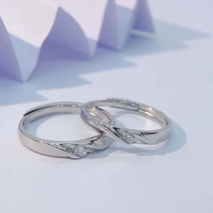 Classic 18k White Gold Moissanite Diamond Adjustable Opening Ring Pair | Mix Mix Style [Hot Seller]-Mix MIx Style