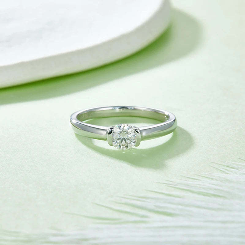 Diamond 0.5CT Moissanite Round Cut 18k White Gold Plated Ring | Mix Mix Style [Hot Seller]-Mix MIx Style