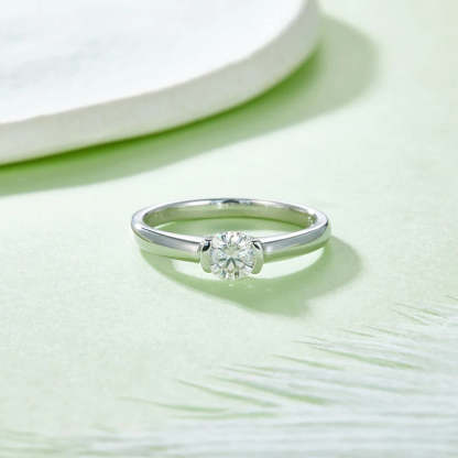 Diamond 0.5CT Moissanite Round Cut 18k White Gold Plated Ring | Mix Mix Style [Hot Seller]-Mix MIx Style
