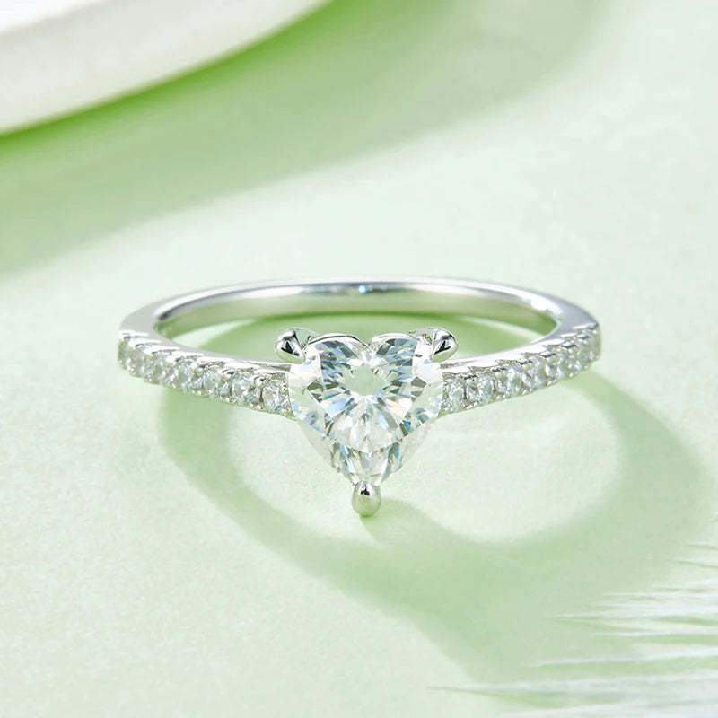 Heart Brilliant Cut Diamond 1CT Moissanite Band 18k White Gold Ring | Mix Mix Style [Hot Seller]-Mix MIx Style