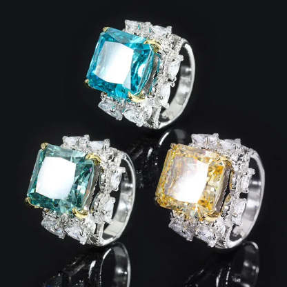 Elegant Green Blue Cushion Cut Moissanite Diamonds ct 18k White Gold Luxury Engagement Ring-Mix MIx Style