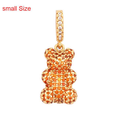 Luxury Fine Inlaid Rainbow Cubic Zironia Charm Pendant,Cute Bear Jewelry Necklace Bracelet Making Wholesale Supplies M85
