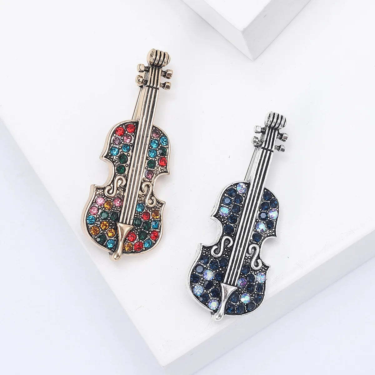 Shiny violin brooch unisex classic diamond instrument brooch gift | Mix Mix Style [Hot Seller]-Mix MIx Style