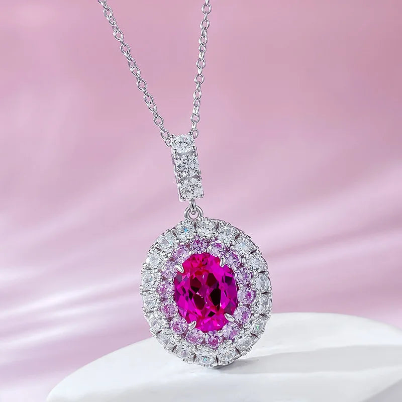 2024 New Rupee Rose Diamond Pendant 8 * 10mm Oval Valentine's Day Collection Jewelry-Mix MIx Style
