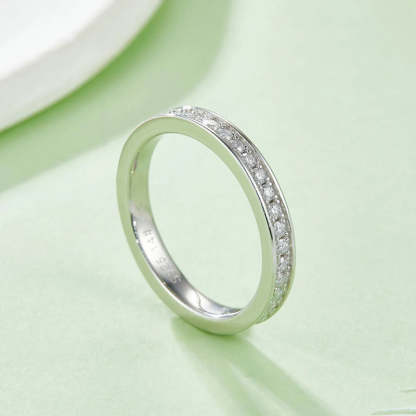 Moissanite 0.57CT Diamond 18K White Gold Plated Eternity Band Ring | Mix Mix Style [Hot Seller]-Mix MIx Style