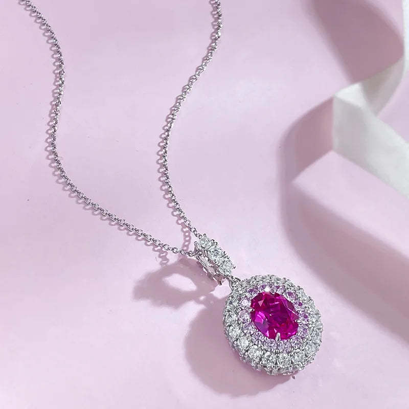 2024 New Rupee Rose Diamond Pendant 8 * 10mm Oval Valentine's Day Collection Jewelry-Mix MIx Style