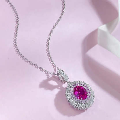 2024 New Rupee Rose Diamond Pendant 8 * 10mm Oval Valentine's Day Collection Jewelry-Mix MIx Style