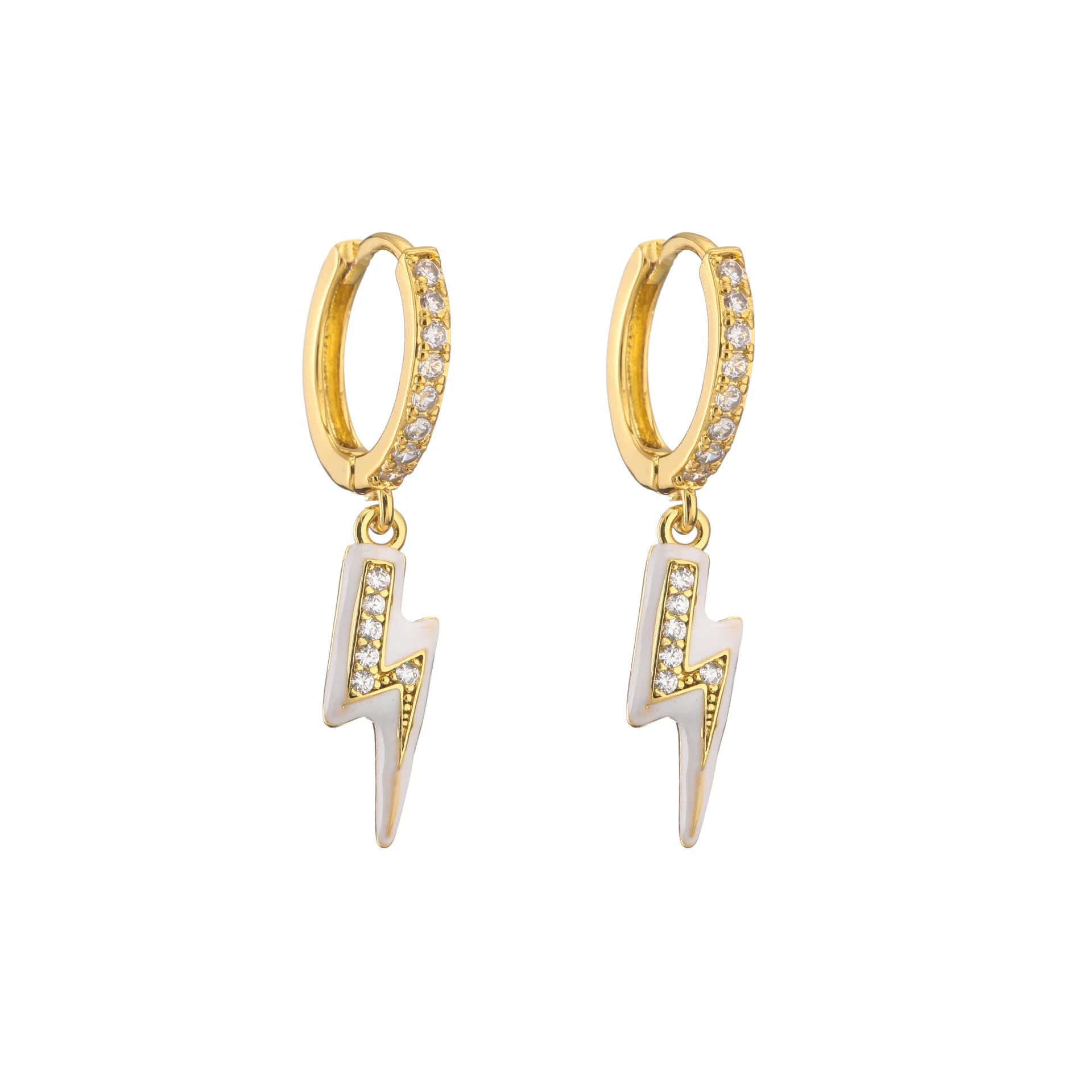 New Women's Earrings Plated with 18k Gold Crystal Zircon Enamel, Lightning, Sweet, Romantic, Fashion Jewelry, Couple Gift