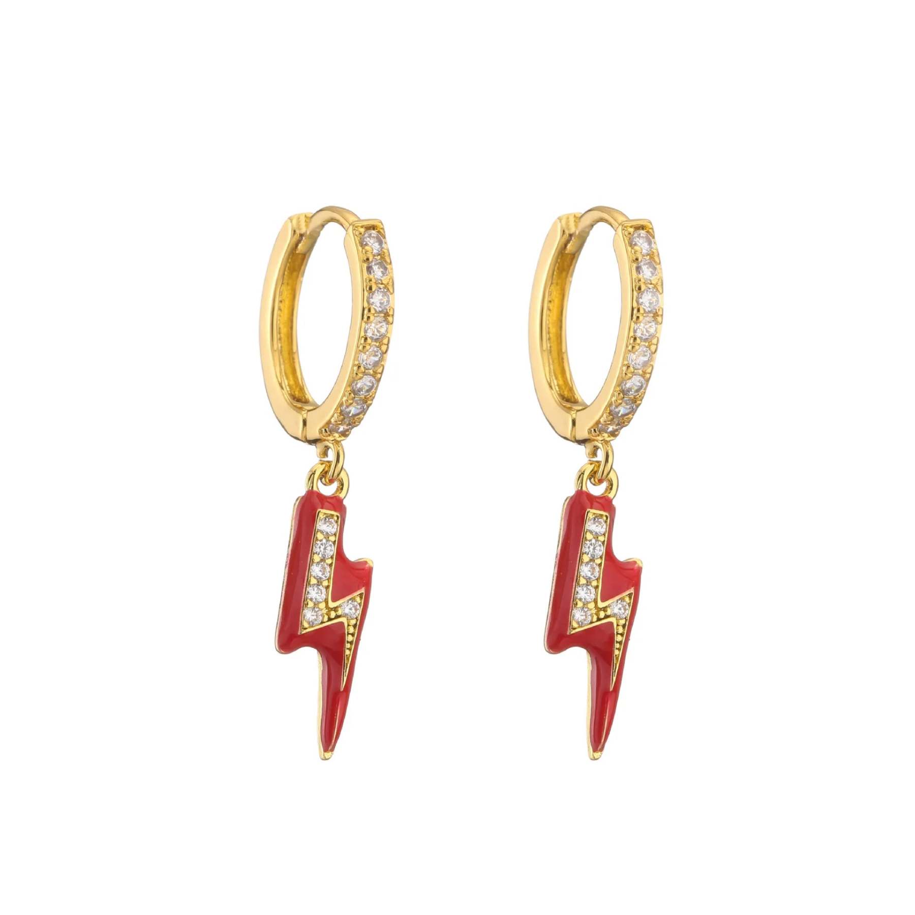 New Women's Earrings Plated with 18k Gold Crystal Zircon Enamel, Lightning, Sweet, Romantic, Fashion Jewelry, Couple Gift