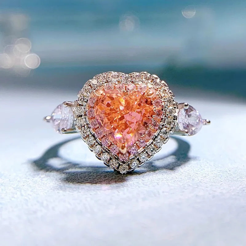 Heart Queen Diamond Ring  Pink Moissanite Diamond Ring Wedding Rings Bridal Engagement Jewelry Mix Mix Style [Hot Seller]-Mix MIx Style