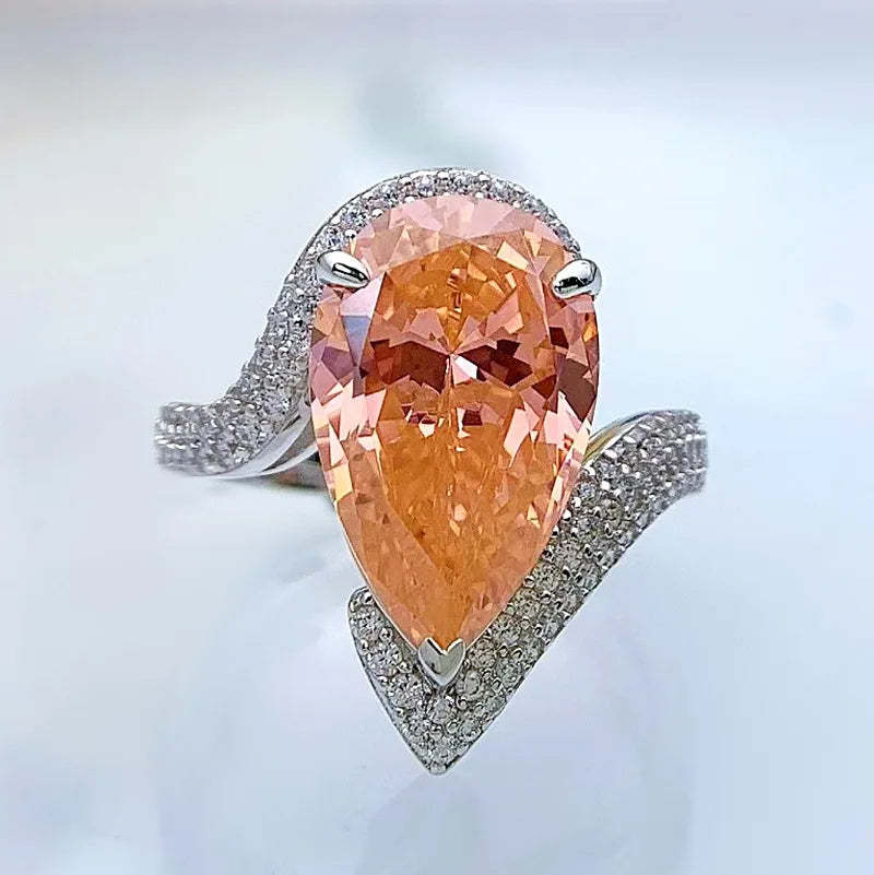 2022 Giọt Nước Paraiba Tourmaline Nhẫn Đứng Kim Cương Thật 100% Bạc 925 Đảng Cưới Ban Nhạc Cho Nữ, Nhẫn Nữ LỜI HỨA Trang Sức-Mix MIx Style