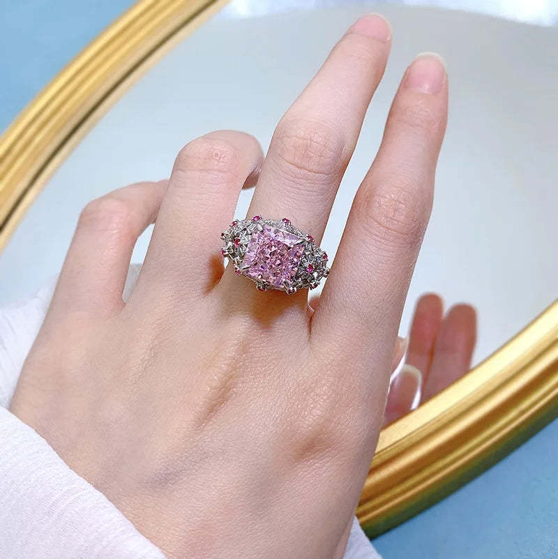 Pink Moissanite Pink Diamond  Ring Wedding Rings Bridal Engagement Jewelry Mix Mix Style [Hot Seller]-Mix MIx Style