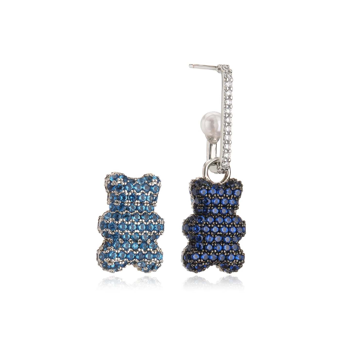 New Women's Earrings Plated with 18k Gold Crystal Zircon Cartoon Bear 