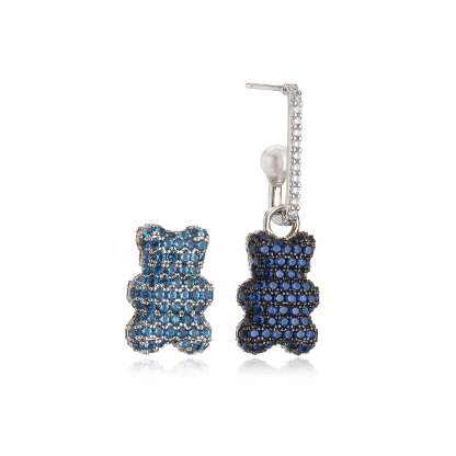 New Women's Earrings Plated with 18k Gold Crystal Zircon Cartoon Bear Popular Fashion Jewelry Couple Festival Gift