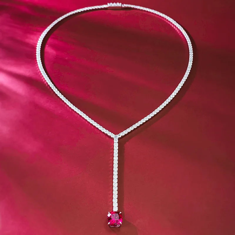 Charm Ruby Diamond Chocker Necklace 100% Real 925 Sterling Silver Wedding Pendants Necklaces For Women Bridal Promise Jewelry-Mix MIx Style