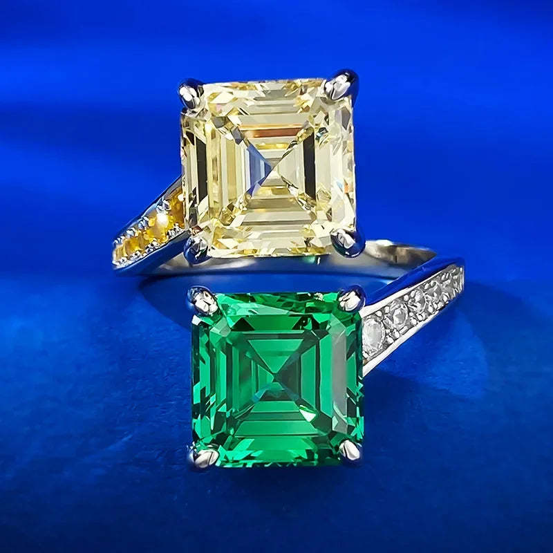 Handmade Emerald Topaz Diamond Ring 100% Real 925 Sterling Silver Party Wedding Band Rings for Women Bridal Engagement Jewelry-Mix MIx Style