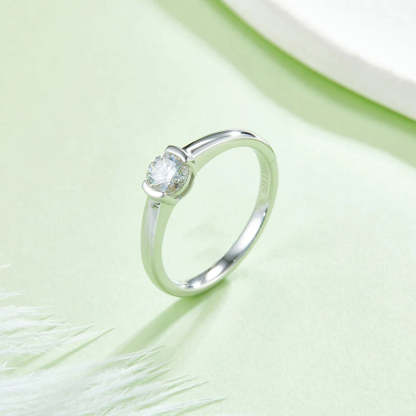 Diamond 0.5CT Moissanite Round Cut 18k White Gold Plated Ring | Mix Mix Style [Hot Seller]-Mix MIx Style