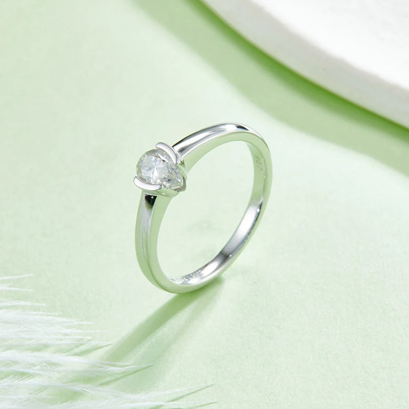 Solitaire Diamond 0.5CT Pear Moissanite 18k White Gold Plated Ring | Mix Mix Style [Hot Seller]-Mix MIx Style