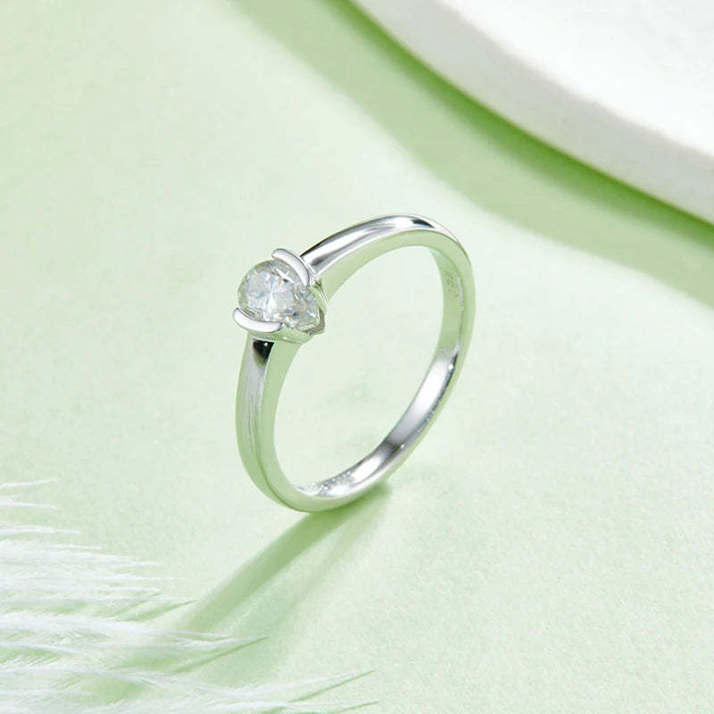 Solitaire Diamond 0.5CT Pear Moissanite 18k White Gold Plated Ring | Mix Mix Style [Hot Seller]-Mix MIx Style