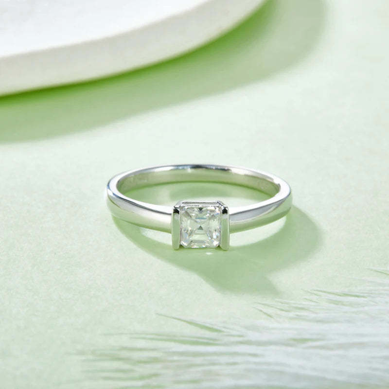 Diamond 0.5CT Moissanite Asscher Cut 18k White Gold Plated Ring | Mix Mix Style [Hot Seller]-Mix MIx Style