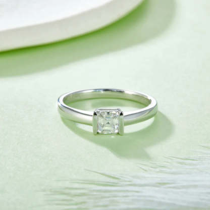 Diamond 0.5CT Moissanite Asscher Cut 18k White Gold Plated Ring | Mix Mix Style [Hot Seller]-Mix MIx Style