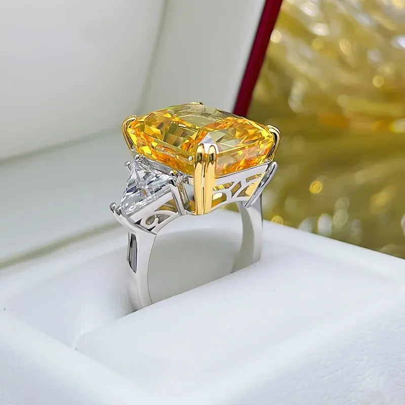 Solitarie Pink Radiant Cut Moissanite Diamonds 18k White Gold Plated Luxury Engagement Ring | Mix Mix Style-Mix MIx Style